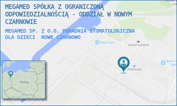 MEGAMED SP. Z O.O. PORADNIA STOMATOLOGICZNA DLA DZIECI - MEGAMED SPÓŁKA Z OGRANICZONĄ ODPOWIEDZIALNOŚCIĄ - ODDZIAŁ W NOWYM CZARNOWIE - NOWE CZARNOWO 74,  NOWE CZARNOWO