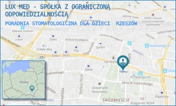PORADNIA STOMATOLOGICZNA DLA DZIECI - LUX MED - SPÓŁKA Z OGRANICZONĄ ODPOWIEDZIALNOŚCIĄ - AL. JÓZEFA PIŁSUDSKIEGO 31,  RZESZÓW
