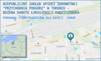 PORADNIA STOMATOLOGICZNA DLA DZIECI - NIEPUBLICZNY ZAKŁAD OPIEKI ZDROWOTNEJ "PRZYCHODNIA PODGÓRZ" W TORUNIU - BOŻENA DANUTA ŁUKASIEWICZ-RADZISZEWSKA - POZNAŃSKA 63/65,  TORUŃ