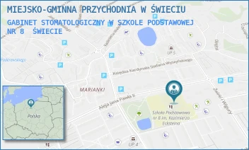 GABINET STOMATOLOGICZNY W SZKOLE PODSTAWOWEJ NR 8 - MIEJSKO-GMINNA PRZYCHODNIA W ŚWIECIU - ALEJE JANA PAWŁA II 8,  ŚWIECIE