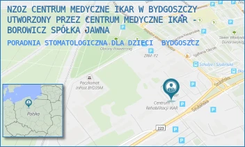 PORADNIA STOMATOLOGICZNA DLA DZIECI - NZOZ CENTRUM MEDYCZNE IKAR W BYDGOSZCZY UTWORZONY PRZEZ CENTRUM MEDYCZNE IKAR - BOROWICZ SPÓŁKA JAWNA - SZUBIŃSKA 32,  BYDGOSZCZ