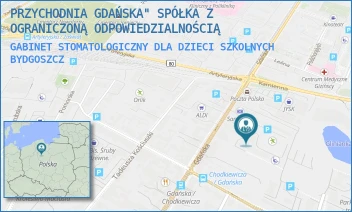 GABINET STOMATOLOGICZNY DLA DZIECI SZKOLNYCH - PRZYCHODNIA GDAŃSKA" SPÓŁKA Z OGRANICZONĄ ODPOWIEDZIALNOŚCIĄ - GDAŃSKA 122,  BYDGOSZCZ