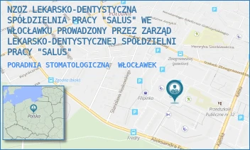PORADNIA STOMATOLOGICZNA - NZOZ LEKARSKO-DENTYSTYCZNA SPÓŁDZIELNIA PRACY "SALUS" WE WŁOCŁAWKU PROWADZONY PRZEZ ZARZĄD LEKARSKO-DENTYSTYCZNEJ SPÓŁDZIELNI PRACY "SALUS" - KALISKA 108A,  WŁOCŁAWEK