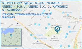 PORADNIA STOMATOLOGICZNA DLA DZIECI - NIEPUBLICZNY ZAKŁAD OPIEKI ZDROWOTNEJ UNIMED - P.H.U. UNIMED S.C. J. ANTKOWSKI W. SZYMAŃSKI - ŻYTNIA 47,  WŁOCŁAWEK