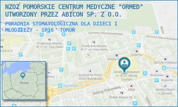 PORADNIA STOMATOLOGICZNA DLA DZIECI I MŁODZIEŻY - SP16 - NZOZ POMORSKIE CENTRUM MEDYCZNE "ORMED" UTWORZONY PRZEZ ABICON SP. Z O.O. - WŁADYSŁAWA DZIEWULSKIEGO 2,  TORUŃ