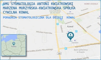 PORADNIA STOMATOLOGICZNA DLA DZIECI - AMG STOMATOLOGIA ANTONI KWIATKOWSKI MARZENA MURZYŃSKA-KWIATKOWSKA SPÓŁKA CYWILNA KOWAL - MATEJKI 6,  KOWAL