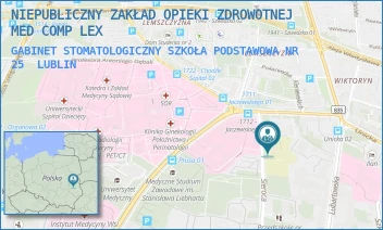 GABINET STOMATOLOGICZNY SZKOŁA PODSTAWOWA NR 25 - NIEPUBLICZNY ZAKŁAD OPIEKI ZDROWOTNEJ MED COMP LEX - SIEROCA 17,  LUBLIN