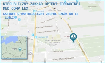 GABINET STOMATOLOGICZNY ZESPÓŁ SZKÓŁ NR 12 - NIEPUBLICZNY ZAKŁAD OPIEKI ZDROWOTNEJ MED COMP LEX - SŁAWINKOWSKA 50,  LUBLIN