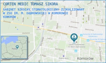 GABINET SZKOLNY STOMATOLOGICZNY ZLOKALIZOWANY W ZSO IM. M. DĄBROWSKIEJ W KOMOROWIE - CORTEN MEDIC TOMASZ SIKORA - ALEJA MARII DĄBROWSKIEJ 12,  KOMORÓW