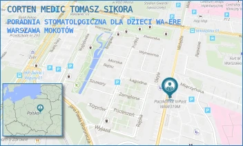 PORADNIA STOMATOLOGICZNA DLA DZIECI WA-ERE - CORTEN MEDIC TOMASZ SIKORA - ETIUDY REWOLUCYJNEJ 48,  WARSZAWA MOKOTÓW