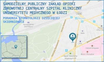 PORADNIA STOMATOLOGII DZIECIĘCEJ - SAMODZIELNY PUBLICZNY ZAKŁAD OPIEKI ZDROWOTNEJ CENTRALNY SZPITAL KLINICZNY UNIWERSYTETU MEDYCZNEGO W ŁODZI - UL. JOACHIMA LELEWELA 5,  SKIERNIEWICE