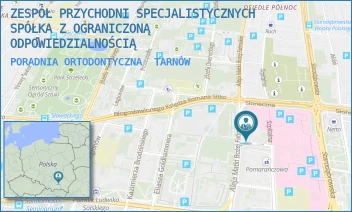 PORADNIA ORTODONTYCZNA - ZESPÓŁ PRZYCHODNI SPECJALISTYCZNYCH SPÓŁKA Z OGRANICZONĄ ODPOWIEDZIALNOŚCIĄ - UL. MARII SKŁODOWSKIEJ-CURIE 1,  TARNÓW