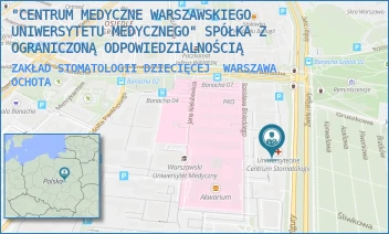 ZAKŁAD STOMATOLOGII DZIECIĘCEJ - "CENTRUM MEDYCZNE WARSZAWSKIEGO UNIWERSYTETU MEDYCZNEGO" SPÓŁKA Z OGRANICZONĄ ODPOWIEDZIALNOŚCIĄ - STANISŁAWA BINIECKIEGO 6,  WARSZAWA OCHOTA