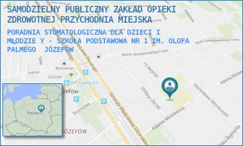 PORADNIA STOMATOLOGICZNA DLA DZIECI I MŁODZIEY - SZKOŁA PODSTAWOWA NR 1 IM. OLOFA PALMEGO - SAMODZIELNY PUBLICZNY ZAKŁAD OPIEKI ZDROWOTNEJ PRZYCHODNIA MIEJSKA - MICKIEWICZA 11,  JÓZEFÓW