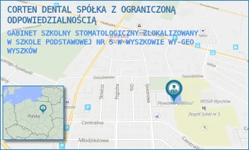 GABINET SZKOLNY STOMATOLOGICZNY ZLOKALIZOWANY W SZKOLE PODSTAWOWEJ NR 5 W WYSZKOWIE WY-GEO - CORTEN DENTAL SPÓŁKA Z OGRANICZONĄ ODPOWIEDZIALNOŚCIĄ - GEODETÓW 45,  WYSZKÓW