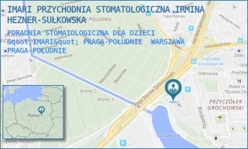 PORADNIA STOMATOLOGICZNA DLA DZIECI "IMARI" PRAGA-POŁUDNIE - IMARI PRZYCHODNIA STOMATOLOGICZNA IRMINA HEZNER-SUŁKOWSKA - AL. STANÓW ZJEDNOCZONYCH 32/16,  WARSZAWA PRAGA-POŁUDNIE