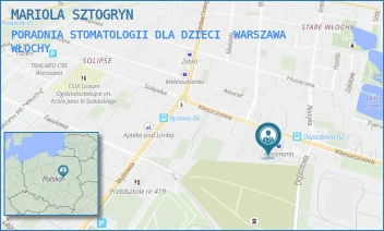 PORADNIA STOMATOLOGII DLA DZIECI - MARIOLA SZTOGRYN - KLESZCZOWA 18,  WARSZAWA WŁOCHY
