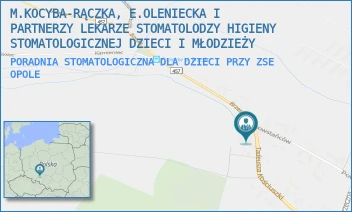 PORADNIA STOMATOLOGICZNA DLA DZIECI PRZY ZSE - M.KOCYBA-RĄCZKA, E.OLENIECKA I PARTNERZY LEKARZE STOMATOLODZY HIGIENY STOMATOLOGICZNEJ DZIECI I MŁODZIEŻY - UL. TADEUSZA KOŚCIUSZKI 43,  OPOLE