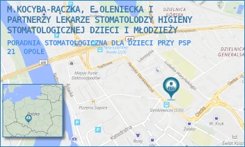 PORADNIA STOMATOLOGICZNA DLA DZIECI PRZY PSP 21 - M.KOCYBA-RĄCZKA, E.OLENIECKA I PARTNERZY LEKARZE STOMATOLODZY HIGIENY STOMATOLOGICZNEJ DZIECI I MŁODZIEŻY - UL. HENRYKA SIENKIEWICZA 4,  OPOLE