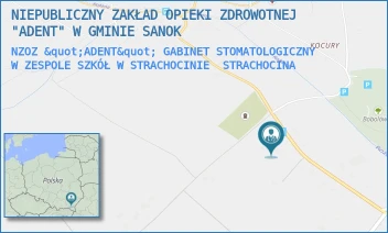 NZOZ "ADENT" GABINET STOMATOLOGICZNY W ZESPOLE SZKÓŁ W STRACHOCINIE - NATALIA KOŁODZIEJCZYK NIEPUBLICZNY ZAKŁAD OPIEKIZDROWOTNEJ "ADENT" W GMINIE SANOK - STRACHOCINA 341,  STRACHOCINA