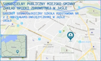 GABINET STOMATOLOGICZNY SZKOŁA PODSTAWOWA NR 2 Z ODDZIAŁAMI DWUJĘZYCZNYMI W JĄŚLE - SAMODZIELNY PUBLICZNY MIEJSKO-GMINNY ZAKŁAD OPIEKI ZDROWOTNEJ W JAŚLE - CZACKIEGO 2,  JASŁO