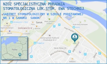 GABINET STOMATOLOGICZNY W SZKOLE PODSTAWOWEJ NR 1 W SANOKU - NZOZ SPECJALISTYCZNA PORADNIA STOMATOLOGICZNA LEK.STOM. EWA STECHNIJ - UL. ALEJE SZWAJCARII 5,  SANOK