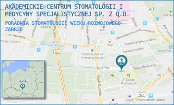 PORADNIA STOMATOLOGII WIEKU ROZWOJOWEGO - UNIWERSYTECKIE CENTRUM STOMATOLOGII ŚLĄSKIEGO UNIWERSYTETU MEDYCZNEGO W KATOWICACH SPÓŁKA Z OGRANICZONĄ ODPOWIEDZIALNOŚCIĄ - PLAC ROMUALDA TRAUGUTTA 2,  ZABRZE
