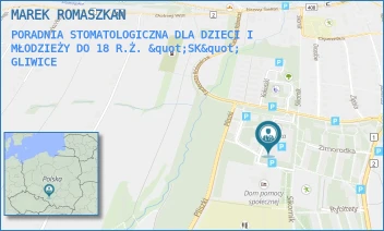 PORADNIA STOMATOLOGICZNA DLA DZIECI I MŁODZIEŻY DO 18 R.Ż. "SK" - MAREK ROMASZKAN - UL. DERKACZA 15,  GLIWICE