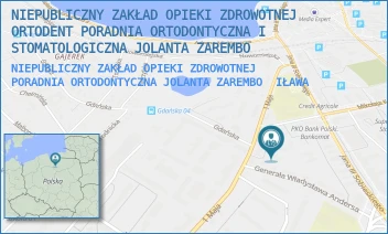 NIEPUBLICZNY ZAKŁAD OPIEKI ZDROWOTNEJ PORADNIA ORTODONTYCZNA JOLANTA ZAREMBO - INDYWIDUALNA SPECJALISTYCZNA PRAKTYKA STOMATOLOGICZNA JOLANTA ZAREMBO - GDAŃSKA 5A/47,  IŁAWA