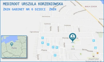 ŻNIN GABINET NR 6 DZIECI - MEDIROOT URSZULA KORZENIOWSKA - WANDY PIENIĘŻNEJ 19,  ŻNIN