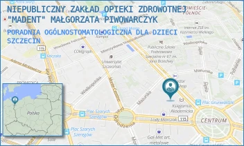 PORADNIA OGÓLNOSTOMATOLOGICZNA DLA DZIECI - NIEPUBLICZNY ZAKŁAD OPIEKI ZDROWOTNEJ "MADENT" MAŁGORZATA PIWOWARCZYK - AL. PAPIEŻA JANA PAWŁA II 38/1,  SZCZECIN