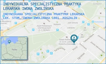 INDYWIDUANA SPECJALISTYCZNA PRAKTYKA LEKARSKA LEK. STOM. IWONA ZWOLIŃSKA 1801 - INDYWIDUALNA SPECJALISTYCZNA PRAKTYKA LEKARSKA IWONA ZWOLIŃSKA - SPORTOWA 17A,  KOSZALIN