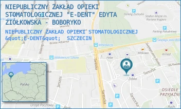 NIEPUBLICZNY ZAKŁAD OPIEKI STOMATOLOGICZNEJ "E-DENT" - NIEPUBLICZNY ZAKŁAD OPIEKI STOMATOLOGICZNEJ "E-DENT" EDYTA ZIÓŁKOWSKA - BOBORYKO - WITKIEWICZA 49U/14,  SZCZECIN