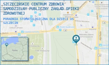 PORADNIA STOMATOLOGICZNA DLA DZIECI US - SZCZECIŃSKIE CENTRUM ZDROWIA SAMODZIELNY PUBLICZNY ZAKŁAD OPIEKI ZDROWOTNEJ - BOHATERÓW WARSZAWY 75,  SZCZECIN