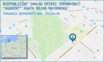 PORADNIA ORTODONTYCZNA - NIEPUBLICZNY ZAKŁAD OPIEKI ZDROWOTNEJ "AGADENT"'AGATA BOJAR-MACHOWSKA - STASZICA 8A,  KOSZALIN
