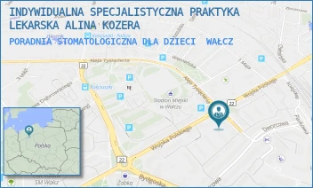 PORADNIA STOMATOLOGICZNA DLA DZIECI - INDYWIDUALNA SPECJALISTYCZNA PRAKTYKA LEKARSKA ALINA KOZERA - ALEJA 1000-LECIA 7,  WAŁCZ