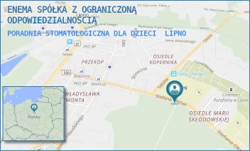 PORADNIA STOMATOLOGICZNA DLA DZIECI - ENEMA SPÓŁKA Z OGRANICZONĄ ODPOWIEDZIALNOŚCIĄ - STEFANA OKRZEI 1,  LIPNO